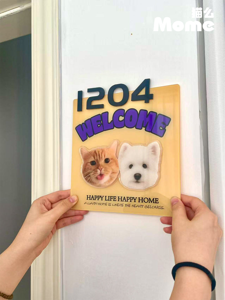 Custom Pet Door Sign for Cats & Dogs - Personalized House Number Plaque for Home, Airbnb & Dorm