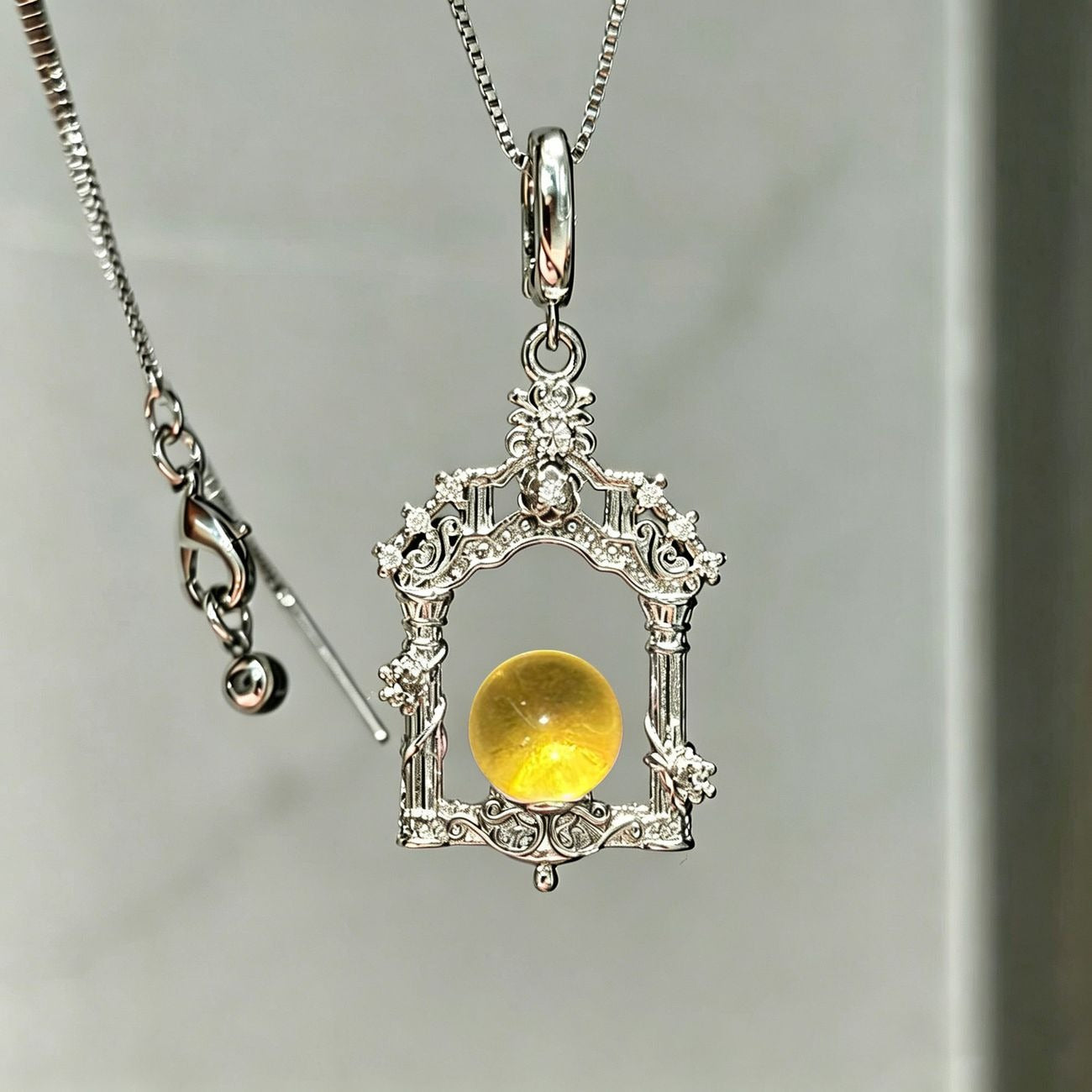 Versatile Inlaid 8mm Amethyst Rose Quartz Blue Topaz Crystal Ball Pendant Necklace With Chain