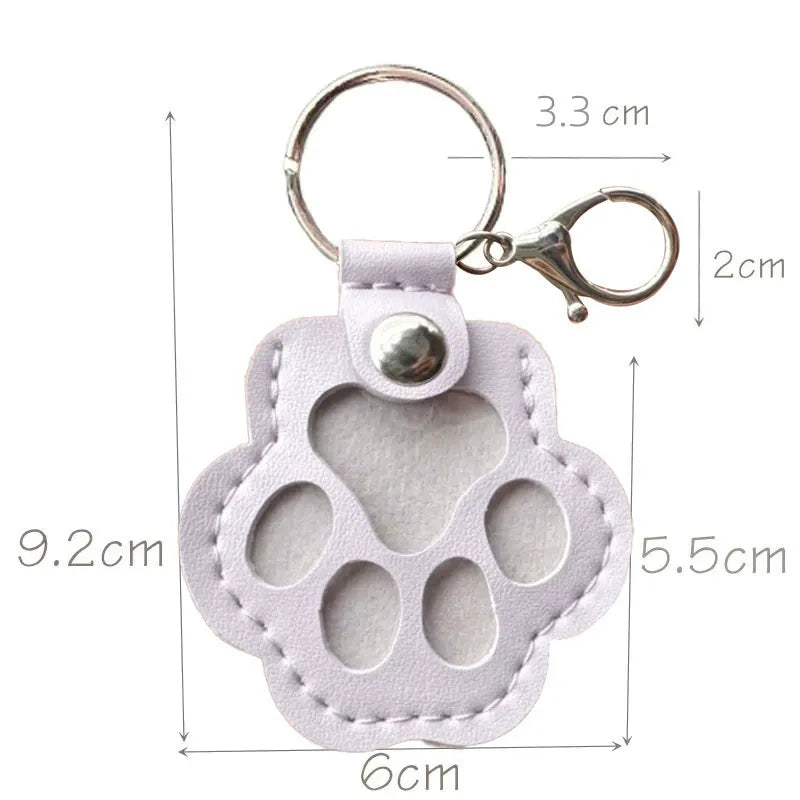 Custom Engraved Leather Pawprint Keychain with Embedded Pet Fur - Pet Hair Storage Keepsake, Pet Loss Memorial Gift for Pet Lovers