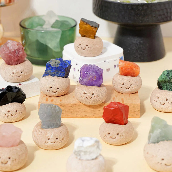 Crystal Little Pudding Yuanbao Fortune Ornament Olivenorma Natural Irregular Crystal Small Bean Decoration Reiki Healing Feng Shui Wealth Gift for Colleagues Crystal Lovers