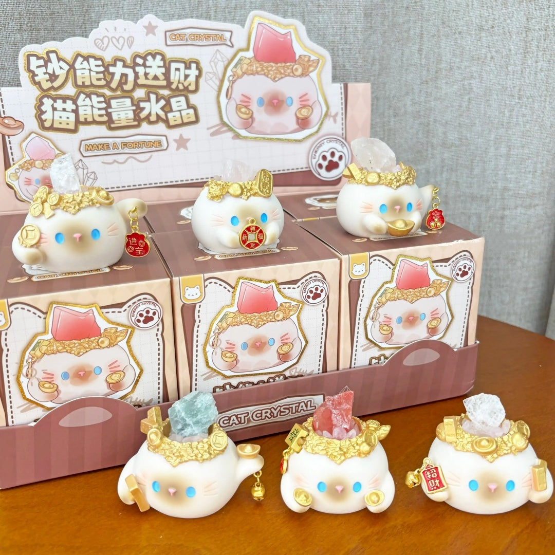 Lucky Maneki Neko Energy Crystal Blind Box Wealth Attracting Cute Mini Bean Figurine Good Luck Desktop Ornament Gift For Women Girls