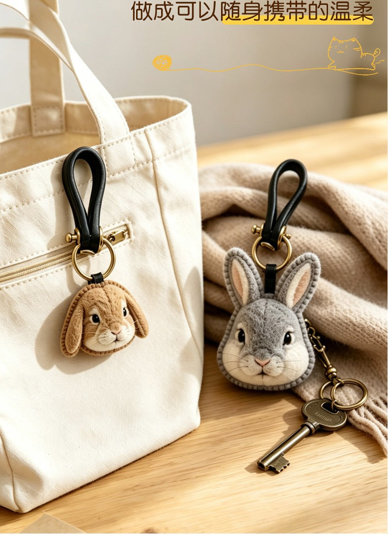 Hand‑Felt Custom Realistic Pet Portrait Keychain Personalized Cat & Dog Memorial Keepsake Handmade Wool Felt Pet Photo Customized Charm Hanging Pendant For Pet Loss Gift