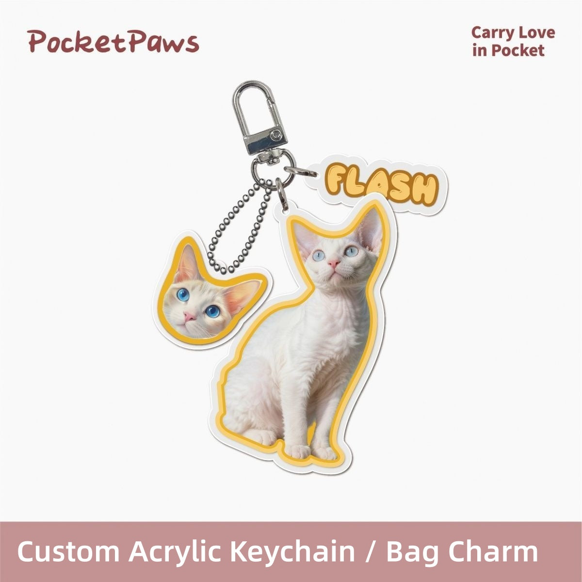Personalized Photo Custom Acrylic Pet Tag DIY Dog Cat Name ID Tag Keychain Pet Bag Charm Custom Pet Gift For Dog Cat Owners