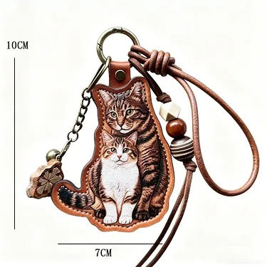 Custom UV Print PU Leather Pet Memorial Keychain Personalized Corgi Cat Picture Keepsake Sympathy Remembrance Gift For Pet Loss Friends Birthday Present