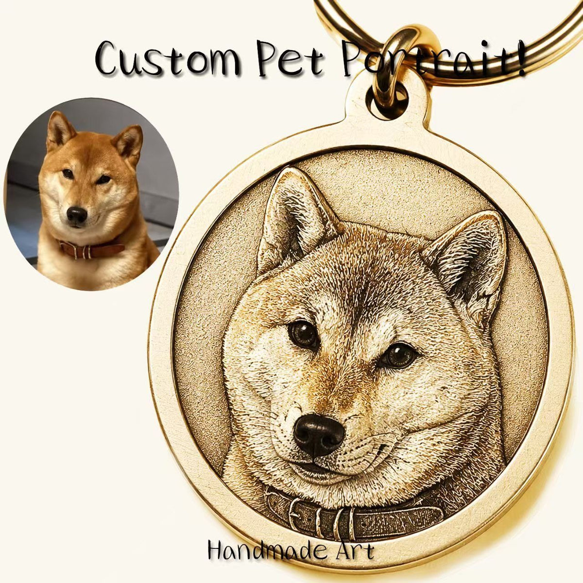 Custom Brass Relief Pet Tag Exquisite Engraved Name Plate Personalized Anti-Lost ID Pendant for Dogs and Cats