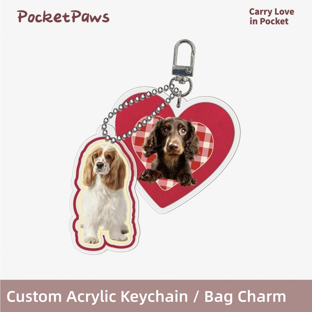 Personalized Photo Custom Acrylic Pet Tag DIY Dog Cat Name ID Tag Keychain Pet Bag Charm Custom Pet Gift For Dog Cat Owners
