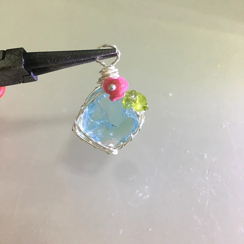 Natural Raw Crystal Wire Wrapped Pendant Necklace Alloy Chain Clear Quartz Rose Quartz Amethyst Dainty Clavicle Chain For Couple Daily Jewelry