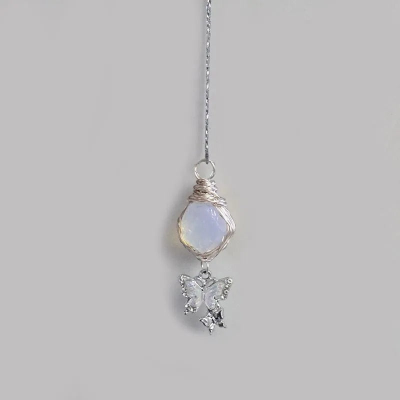 Natural Raw Crystal Wire Wrapped Pendant Necklace Alloy Chain Clear Quartz Rose Quartz Amethyst Dainty Clavicle Chain For Couple Daily Jewelry