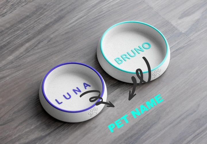 Pet Bowl For Cats And Dogs Pla Plastic Faux Marble Custom Name Birthday Memorial Gift Food And Water Feeding Bowl