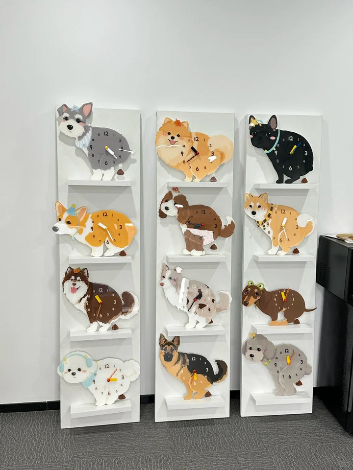Poop Anywhere" Series Puppy Wall Clock | Silent No-Drill Moving Poo Design - Perfect Birthday Gift