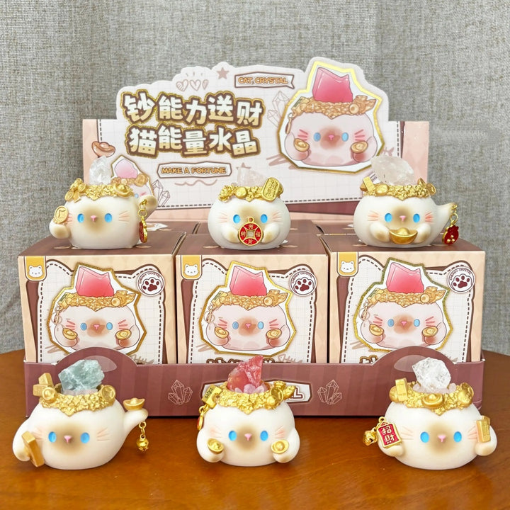 Lucky Maneki Neko Energy Crystal Blind Box Wealth Attracting Cute Mini Bean Figurine Good Luck Desktop Ornament Gift For Women Girls