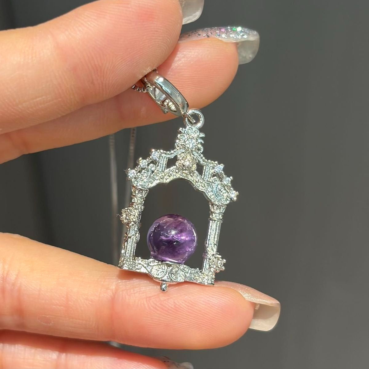 Versatile Inlaid 8mm Amethyst Rose Quartz Blue Topaz Crystal Ball Pendant Necklace With Chain