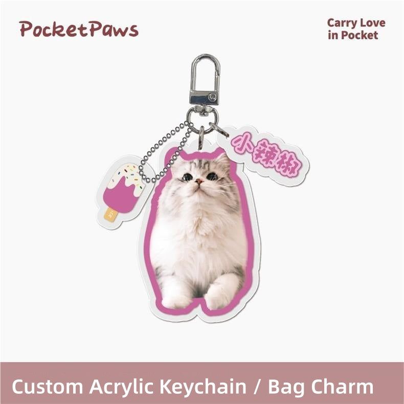 Personalized Photo Custom Acrylic Pet Tag DIY Dog Cat Name ID Tag Keychain Pet Bag Charm Custom Pet Gift For Dog Cat Owners