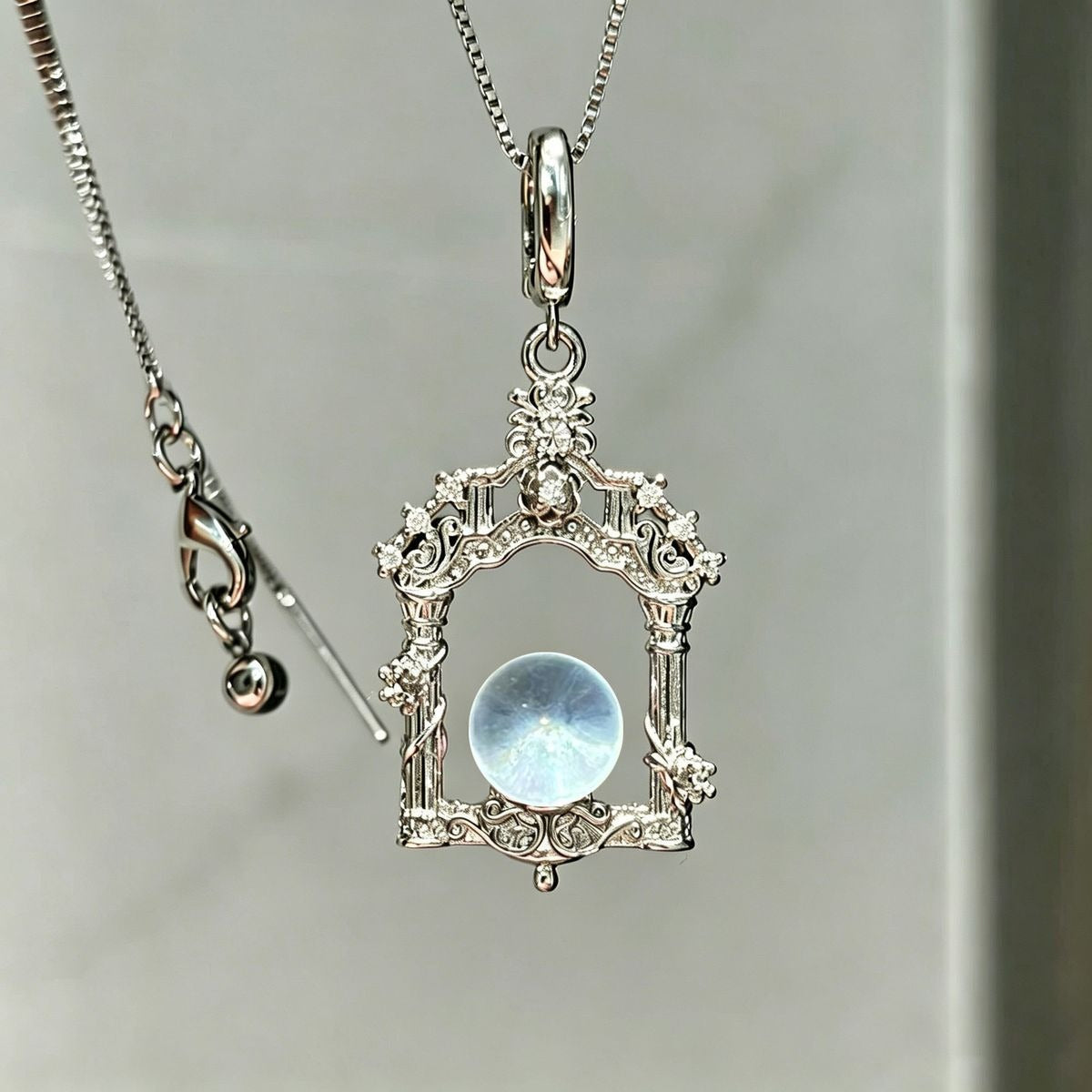 Versatile Inlaid 8mm Amethyst Rose Quartz Blue Topaz Crystal Ball Pendant Necklace With Chain