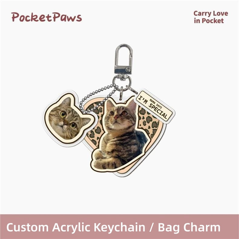 Personalized Photo Custom Acrylic Pet Tag DIY Dog Cat Name ID Tag Keychain Pet Bag Charm Custom Pet Gift For Dog Cat Owners