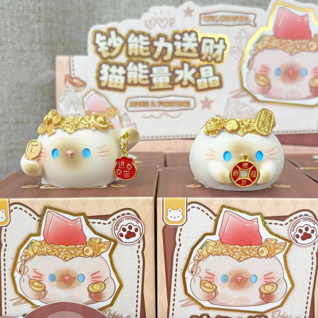 Lucky Maneki Neko Energy Crystal Blind Box Wealth Attracting Cute Mini Bean Figurine Good Luck Desktop Ornament Gift For Women Girls