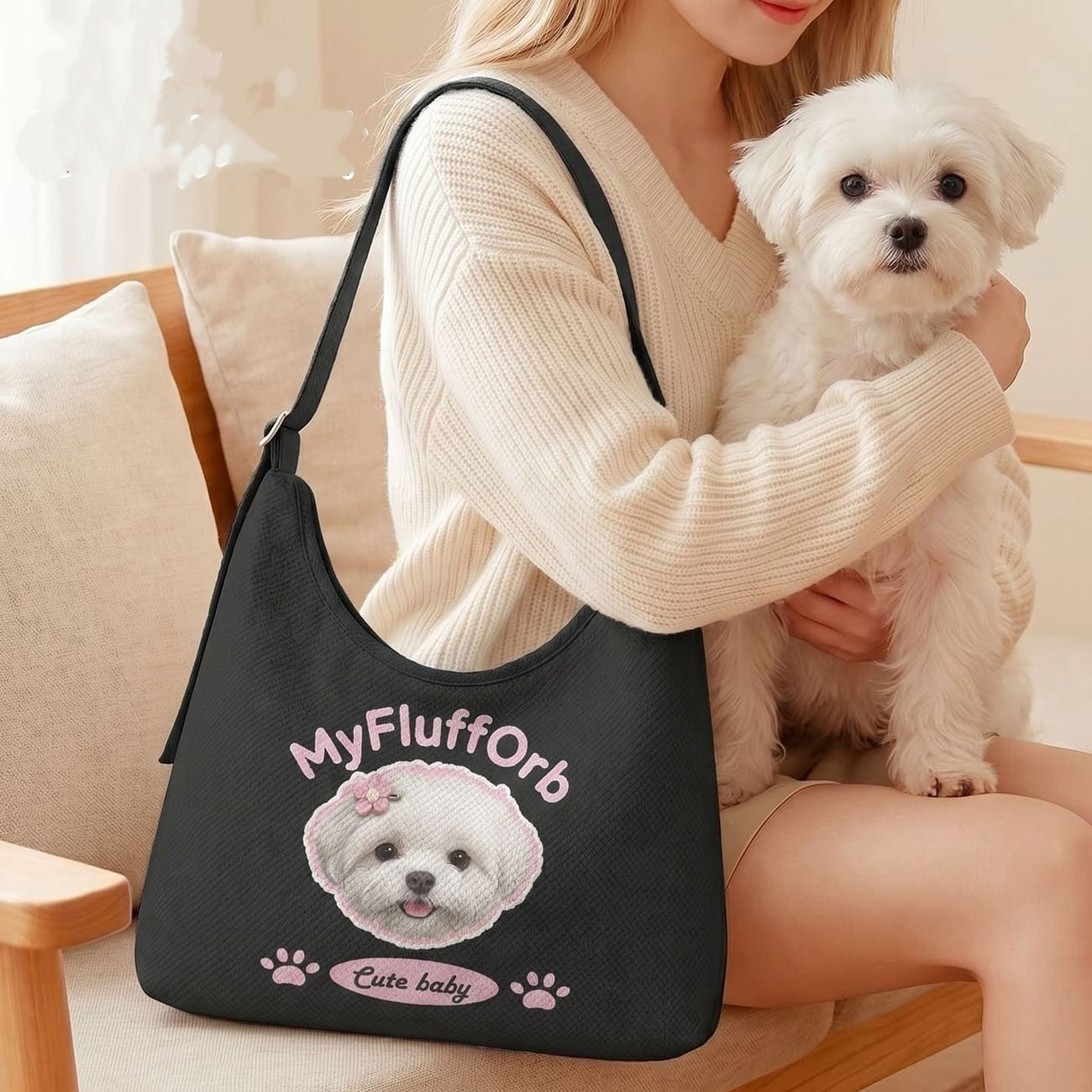 Custom Pet Portrait Crossbody Bag Personalized Pet Photo Canvas Shoulder Bag Lightweight Sports Commute Street Trend Sling Bag
