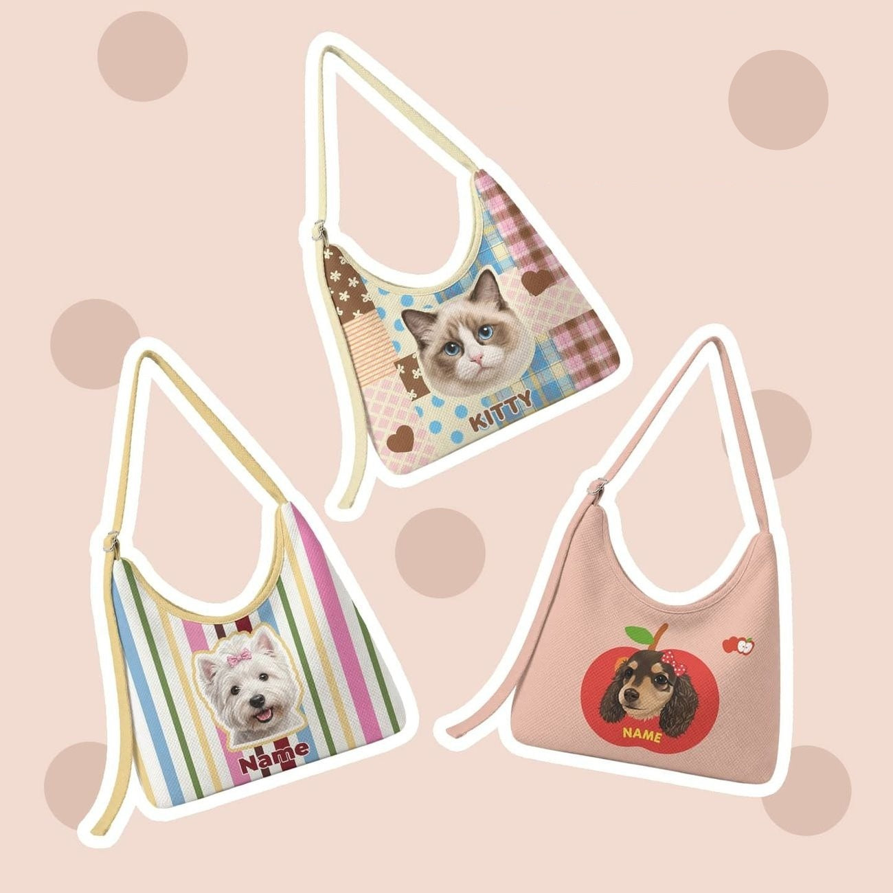 Custom Pet Portrait Crossbody Bag Personalized Pet Photo Canvas Shoulder Bag Lightweight Sports Commute Street Trend Sling Bag