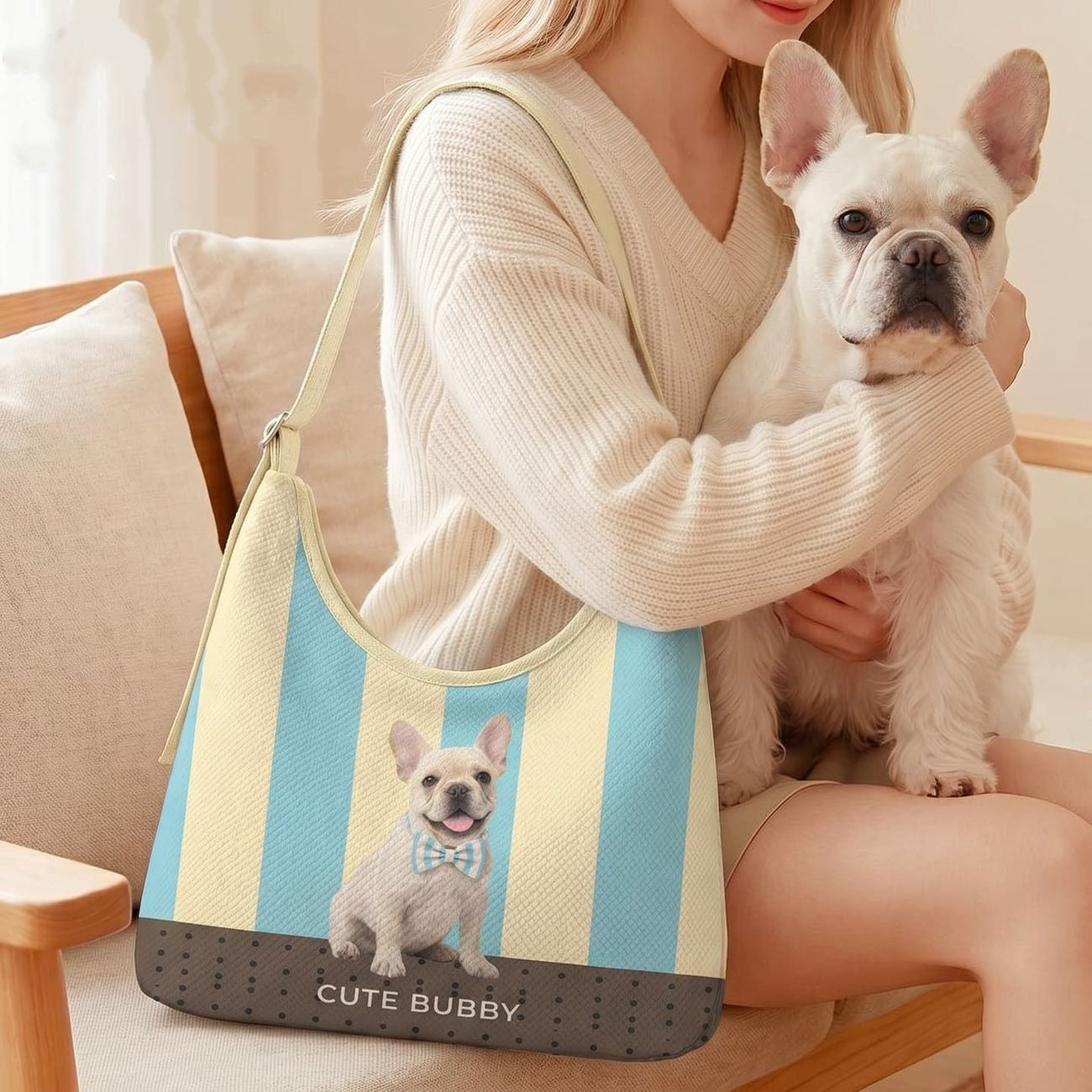 Custom Pet Portrait Crossbody Bag Personalized Pet Photo Canvas Shoulder Bag Lightweight Sports Commute Street Trend Sling Bag