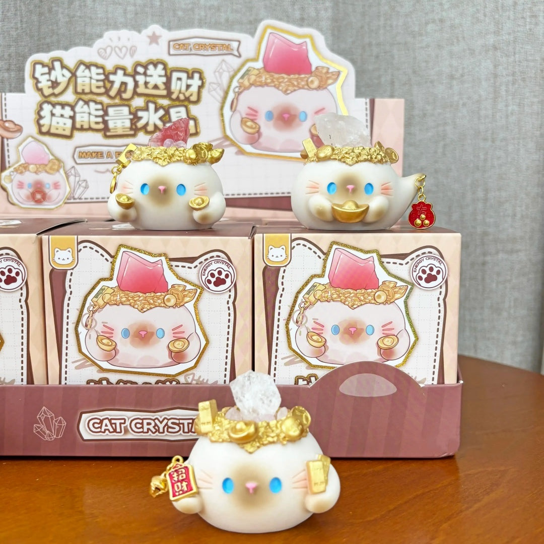 Lucky Maneki Neko Energy Crystal Blind Box Wealth Attracting Cute Mini Bean Figurine Good Luck Desktop Ornament Gift For Women Girls
