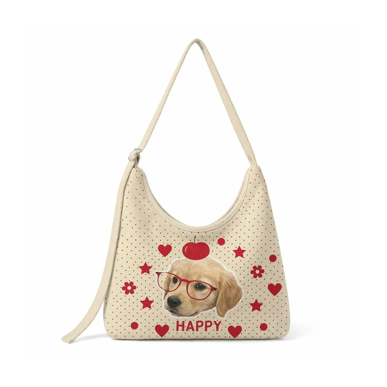 Custom Pet Portrait Crossbody Bag Personalized Pet Photo Canvas Shoulder Bag Lightweight Sports Commute Street Trend Sling Bag