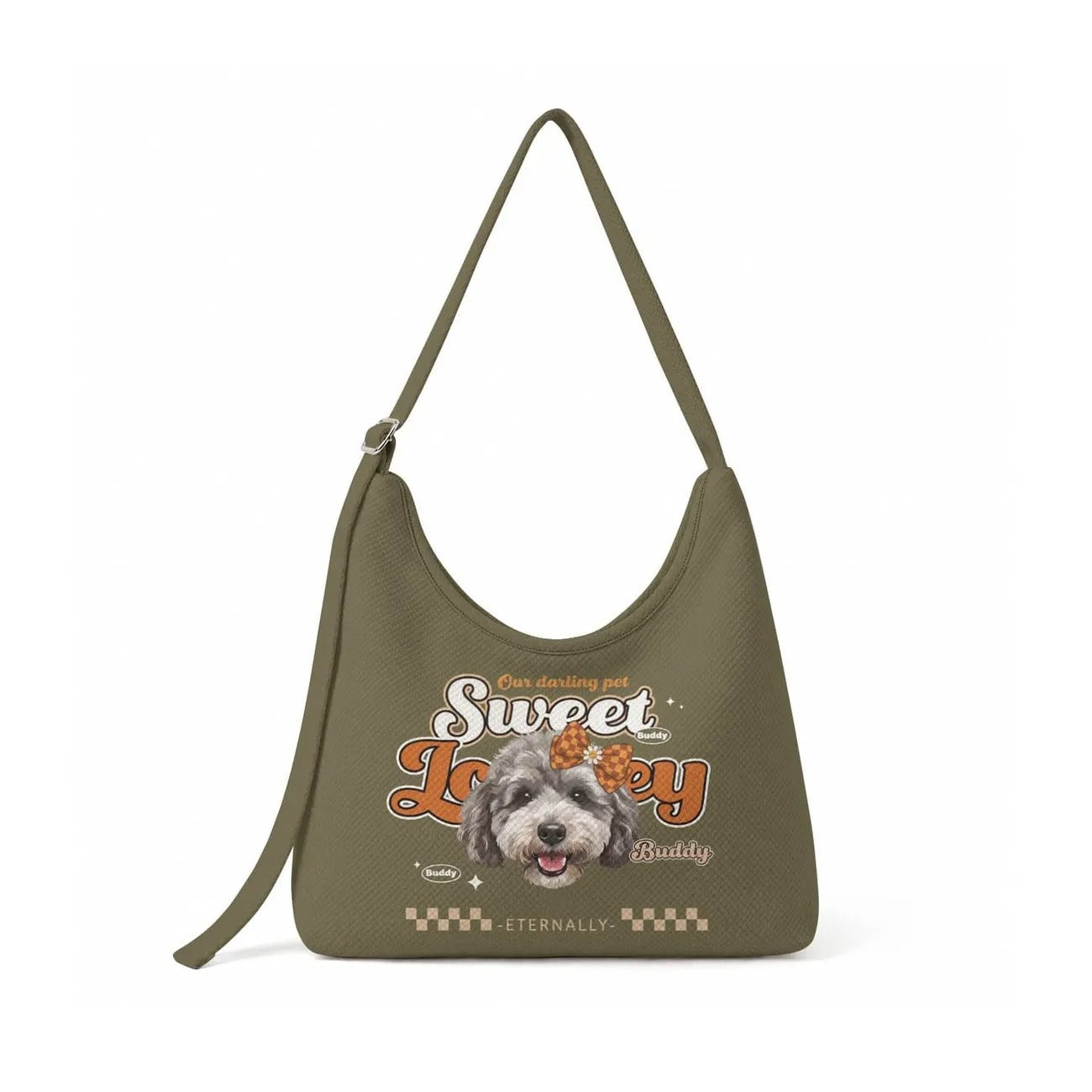 Custom Pet Portrait Crossbody Bag Personalized Pet Photo Canvas Shoulder Bag Lightweight Sports Commute Street Trend Sling Bag