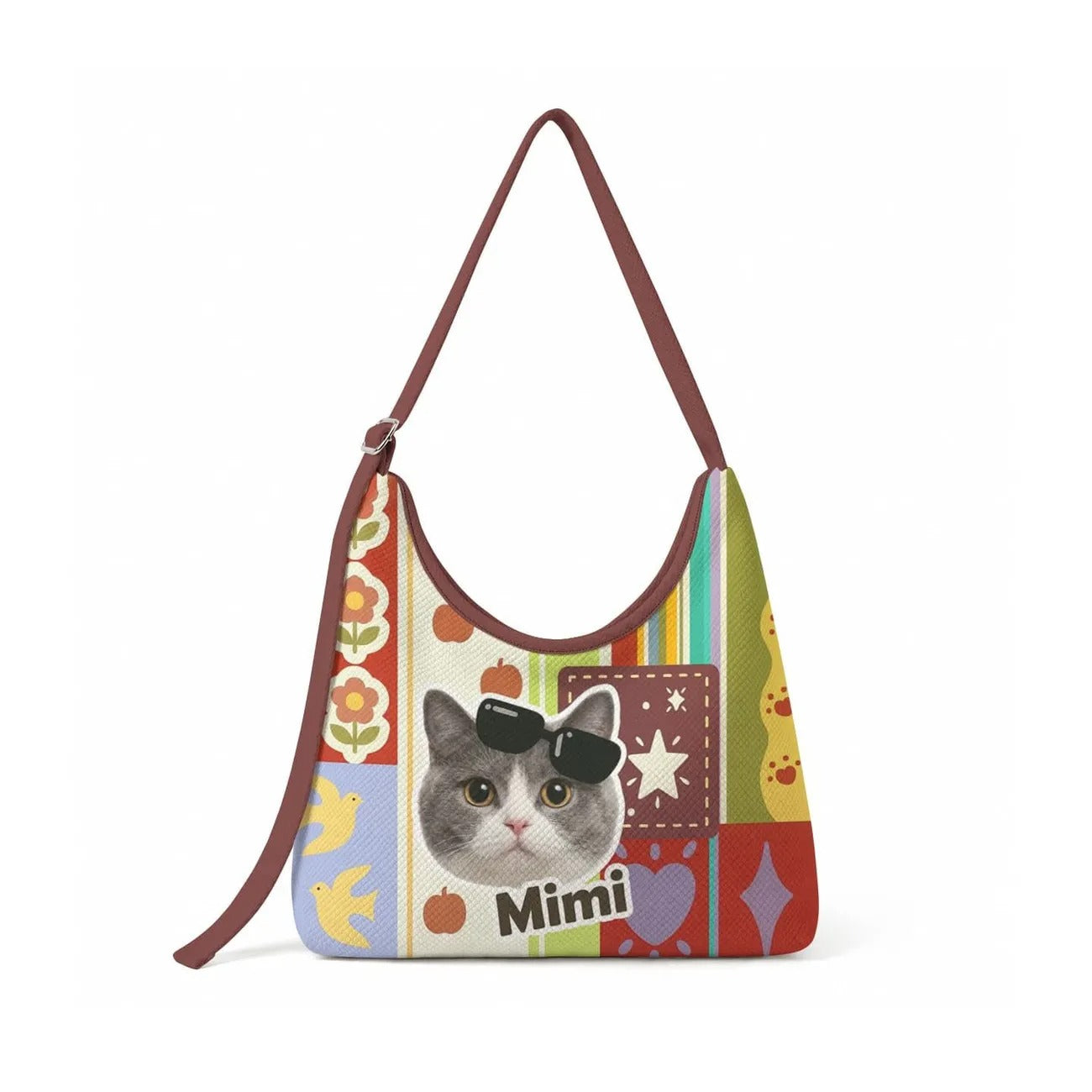 Custom Pet Portrait Crossbody Bag Personalized Pet Photo Canvas Shoulder Bag Lightweight Sports Commute Street Trend Sling Bag