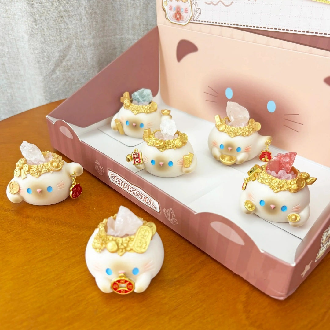 Lucky Maneki Neko Energy Crystal Blind Box Wealth Attracting Cute Mini Bean Figurine Good Luck Desktop Ornament Gift For Women Girls