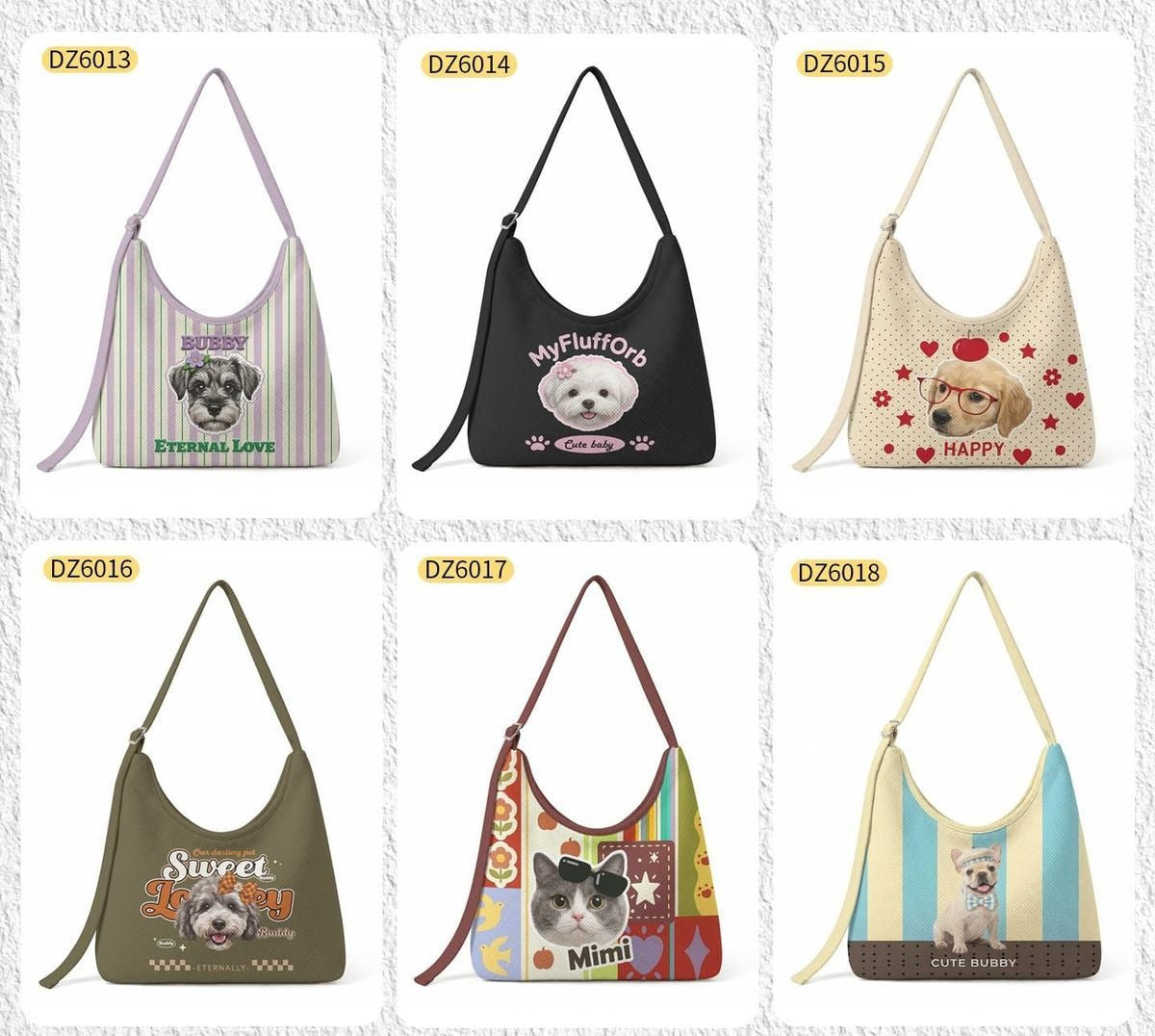 Custom Pet Portrait Crossbody Bag Personalized Pet Photo Canvas Shoulder Bag Lightweight Sports Commute Street Trend Sling Bag