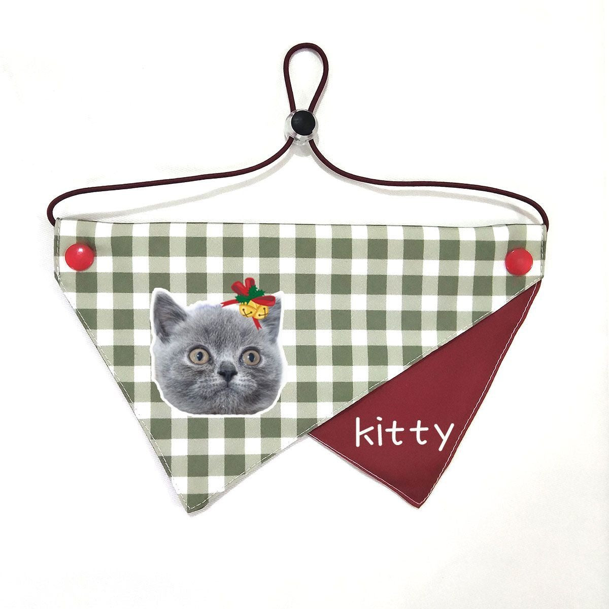 Custom Pet Bandana With Dog Cat Portrait Personalized Christmas Dog Neck Scarf Cute Puppy Kitten Saliva Bib Christmas Pet Costume Accessory