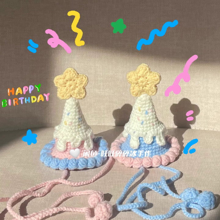 Crochet Birthday Hat Finished Products | Perfect for Pets, Children, Adults & Doll Accessories